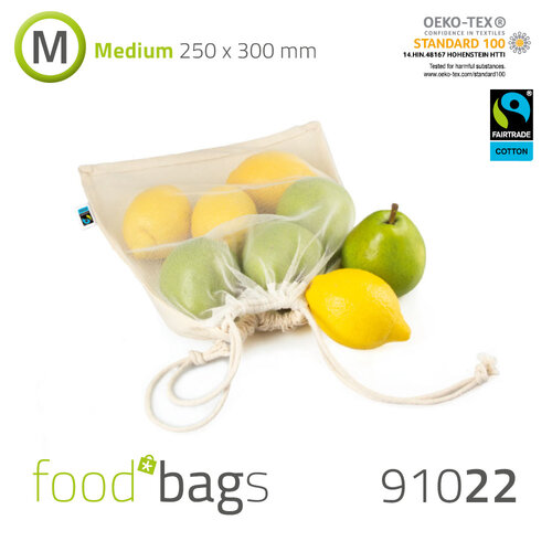 FAIRTRADE Foodbag "M" Baumwolle / rPET-Netz