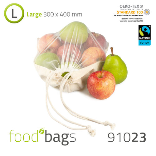 FAIRTRADE Foodbag "L" Baumwolle / rPET-Netz