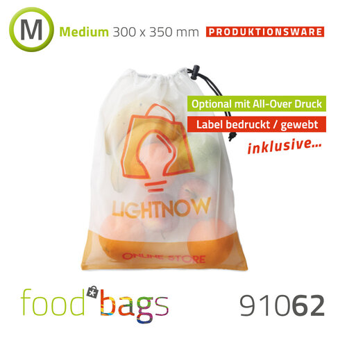Foodbag "M" All-Over-Digitaldruck - rPET Mesh-Beutel