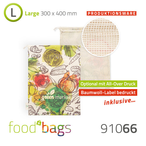 Foodbag "L" All-Over-Digitaldruck - Baumwolle / Baumwoll-Netz