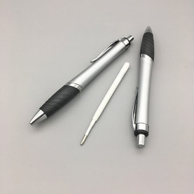 Kugelschreiber 'Luke' aus Kunststoff, Schwarz/Silber